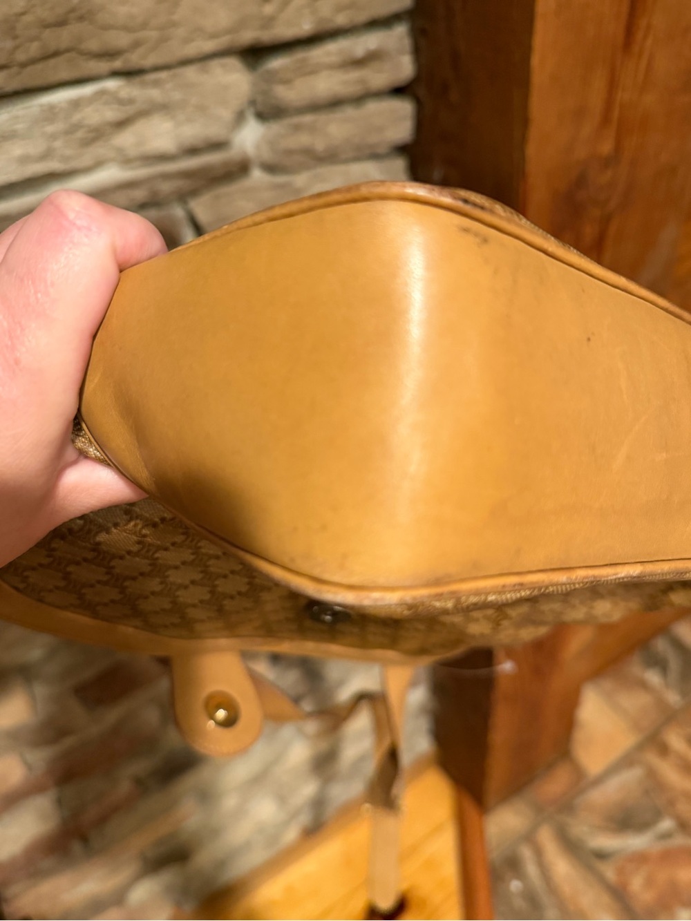 Authentic Celine Vintage 90’s Cognac Monogram Crossbody Bag Leather Trim - Picture 9 of 15